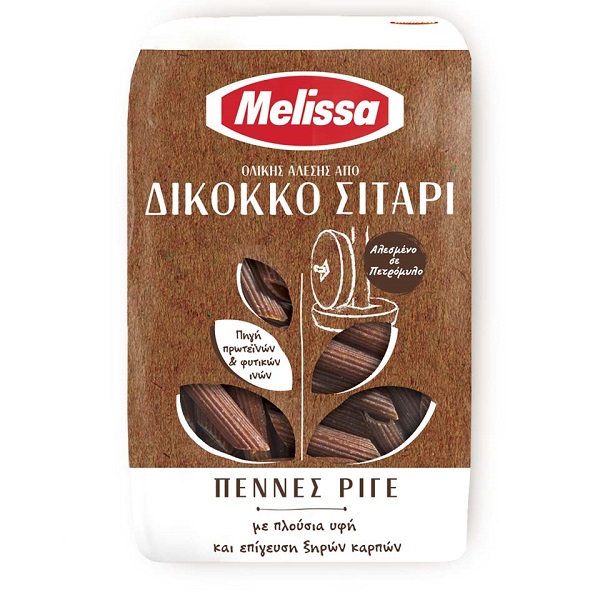 Πέννες Ριγέ Ολικής Δίκοκκο Σιτάρι Melissa (400 g)