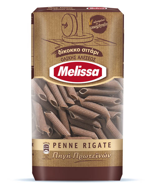 Πέννες Ριγέ Ολικής Δίκοκκο Σιτάρι Melissa (400 g)