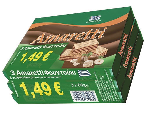 Γκοφρέτα με Κρέμα Φουντούκι Amaretti (3x68g)