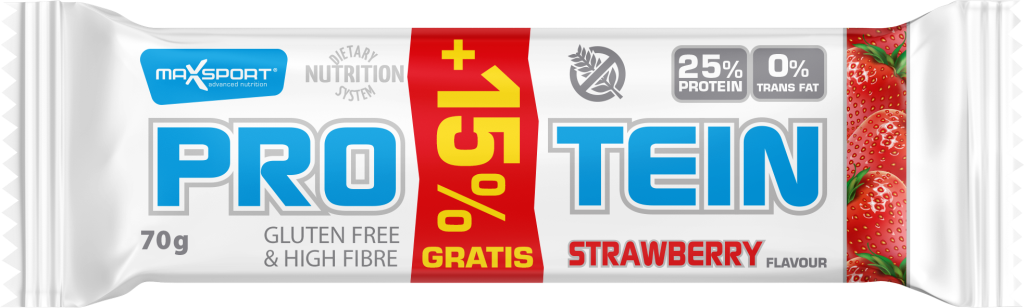 Μπάρα πρωτείνης με Φράουλα Maxsport (70g)