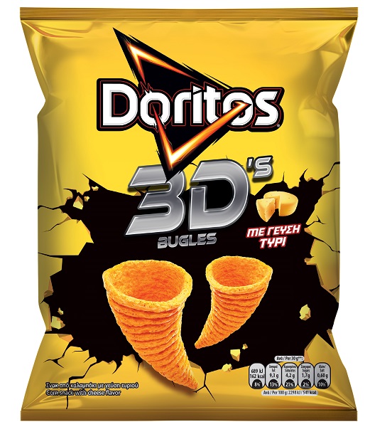 Σνακ από Καλαμπόκι με γεύση Τυριού 3D’s Bugles Doritos (82g)