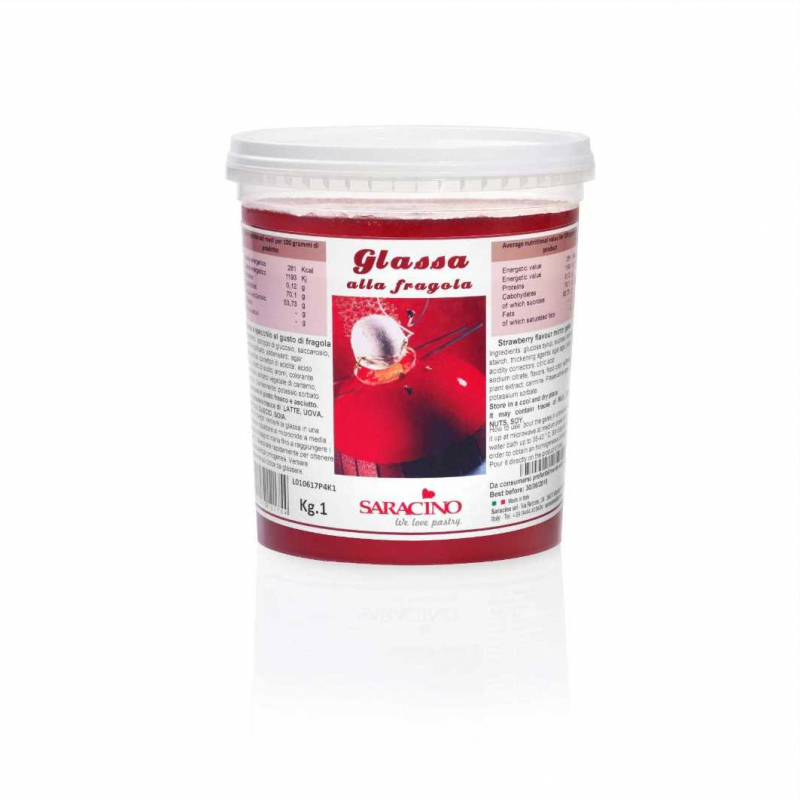 Γλάσσο Φρούτων με Γεύση-Χρώμα Φράουλα Saracino (1kg)