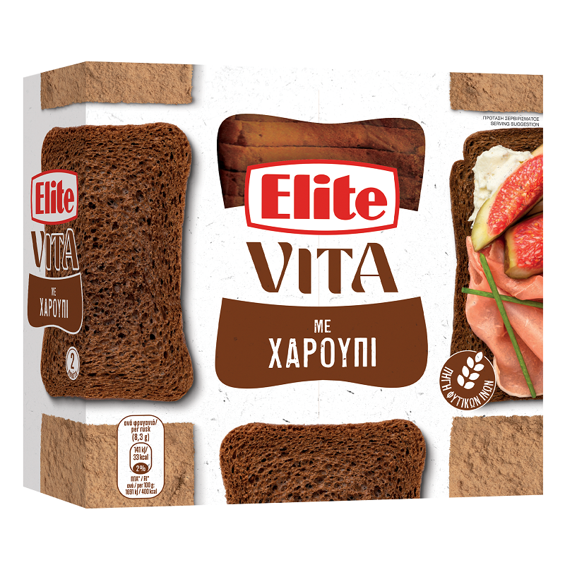 Elbisco Φρυγανιές με Χαρούπι & Εξαιρετικό Παρθένο Ελαιόλαδο Vita Elite (250g)
