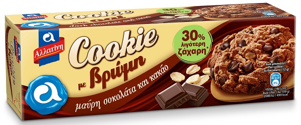 Μπισκότα Cookie με Βρώμη, Μαύρη Σοκολάτα & Κακάο Αλλατίνη (175g)