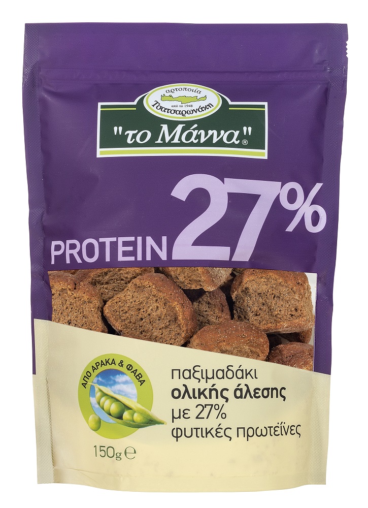 Παξιμαδάκι Ολικής Άλεσης με 27% Φυτικές Πρωτεΐνες Το Μάννα (150g)
