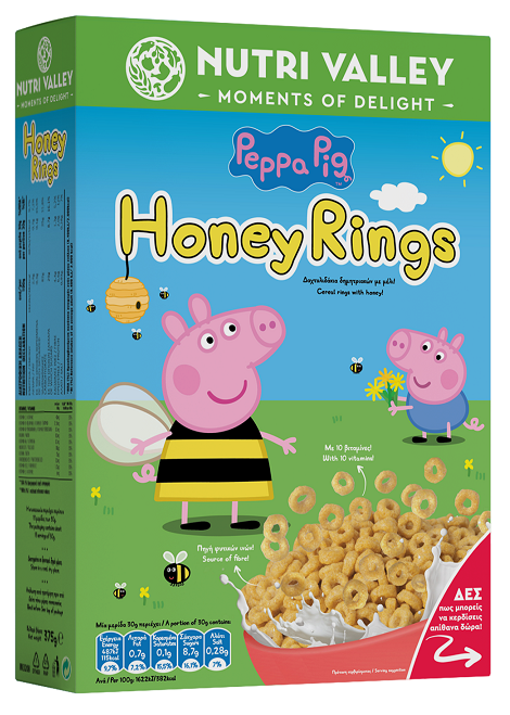 K22 Δημητριακά Peppa Pig Honey Rings Nutri Valley (375g)