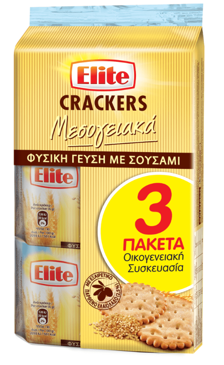 Elbisco Μεσογειακά Crackers Φυσική Γεύση Elite (3X105g)