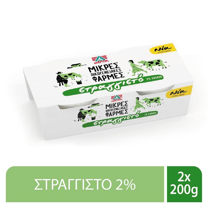 Γιαούρτι Στραγγιστό 2% λιπαρά Μικρές Οικογενειακές Φάρμες Δέλτα (2×200 g)