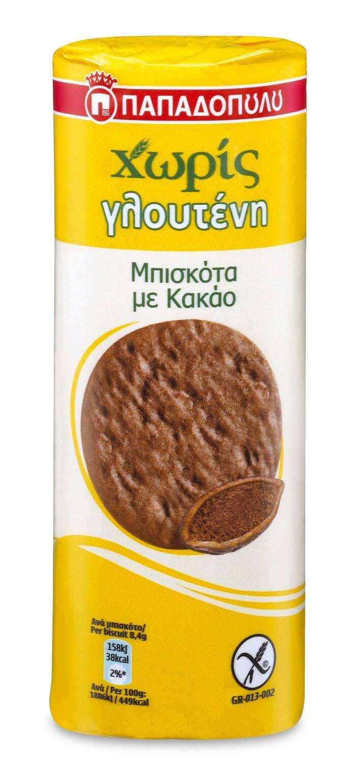 Μπισκότα με Κακάο χωρίς Γλουτένη Παπαδοπούλου (200g)
