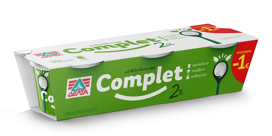 Γιαούρτι Στραγγιστό Complet 2% λιπαρά -1€ Δέλτα (3×200 g)