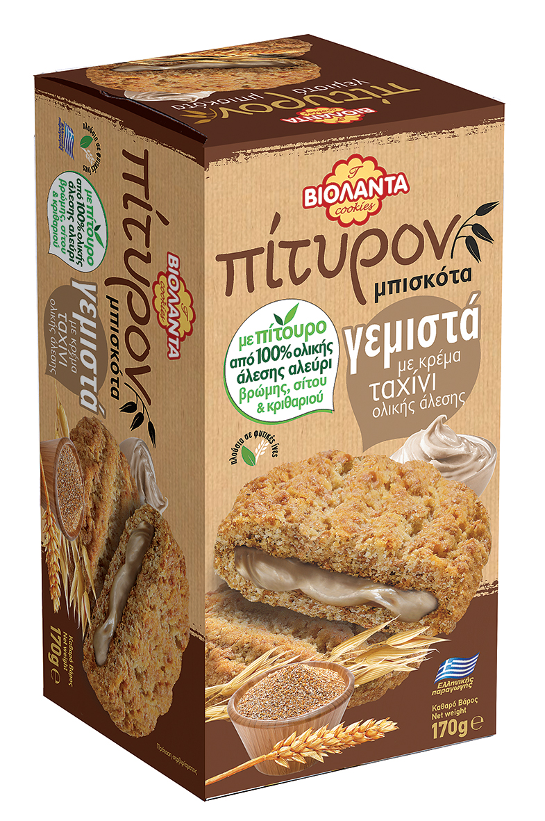 Μπισκότα Πίτουρου Γεμιστά με Ταχίνι “Πίτυρον” Βιολάντα (170g)