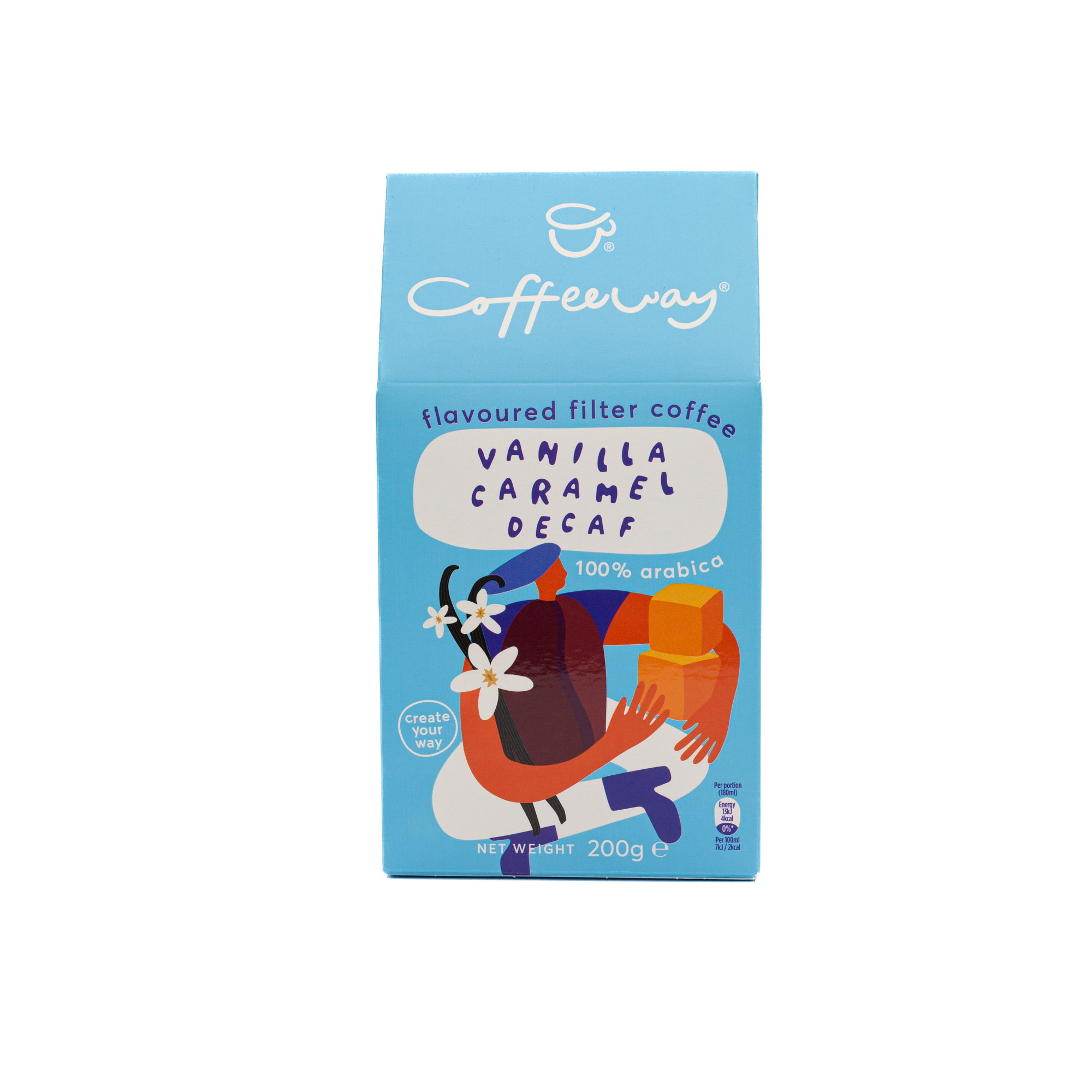 Cafetex Καφές φίλτρου Decaf με άρωμα βανίλια-καραμέλα Coffeeway (200 g)