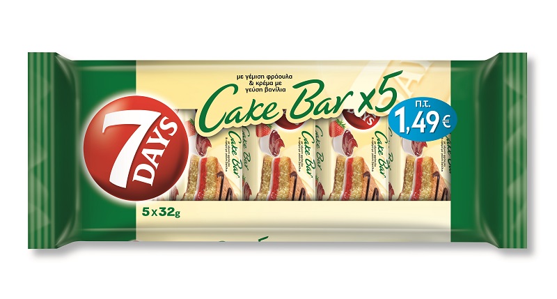 Cake Bar με Γέμιση Φράουλα και Κρέμα Γεύση Βανίλια 7 Days (5x32g)