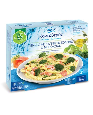 Πέννες με Καπνιστό Σολομό και Μπρόκολο (Χωρίς Γλουτένη) Μαγειρεμένο Κατεψυγμένο Κοντοβερός (300g)