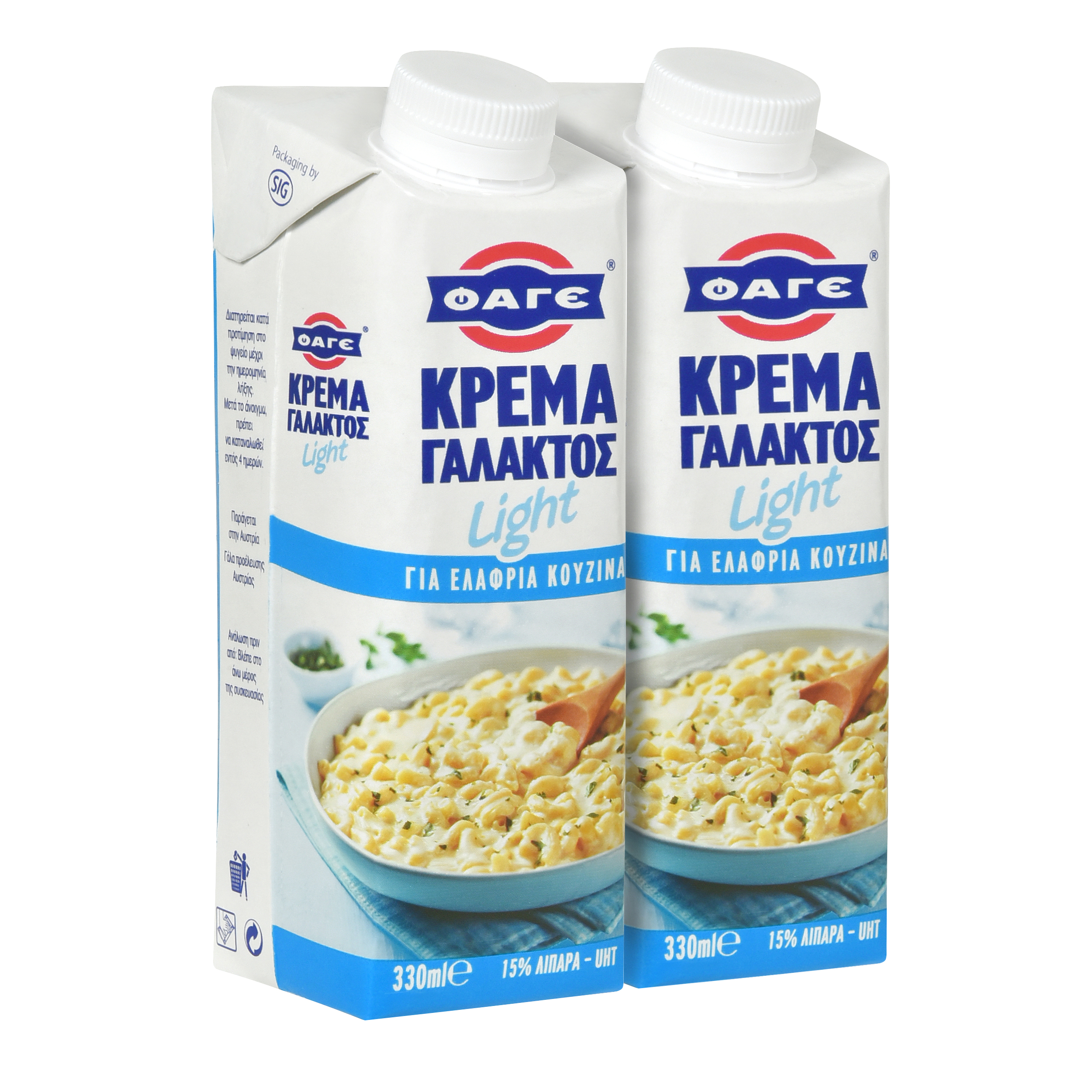 Φάγε Κρέμα Γάλακτος Light 15% λιπαρά Φάγε (2Χ330 ml)