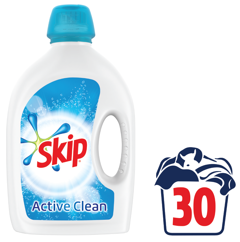 Υγρό Απορρυπαντικό Ρούχων Active Clean Skip (2×30 μεζ / 1,5lt ) 1+1Δώρο