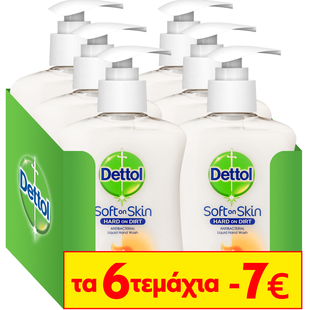 Υγρό Κρεμοσάπουνο με Μέλι Dettol (6x250ml) τα 6τεμ -7€