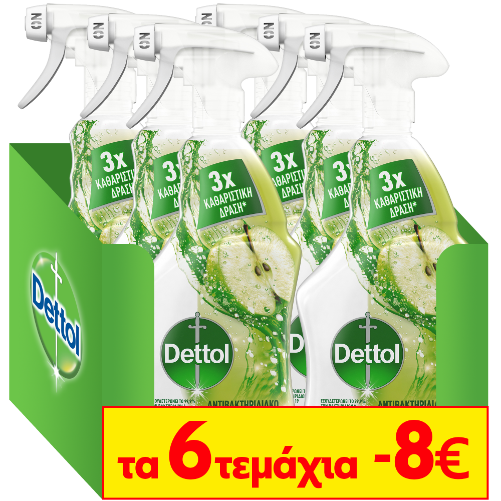 Spray Αντιβακτηριδιακό Πράσινο Μήλο Dettol (6x500ml) τα 6τεμ -8€