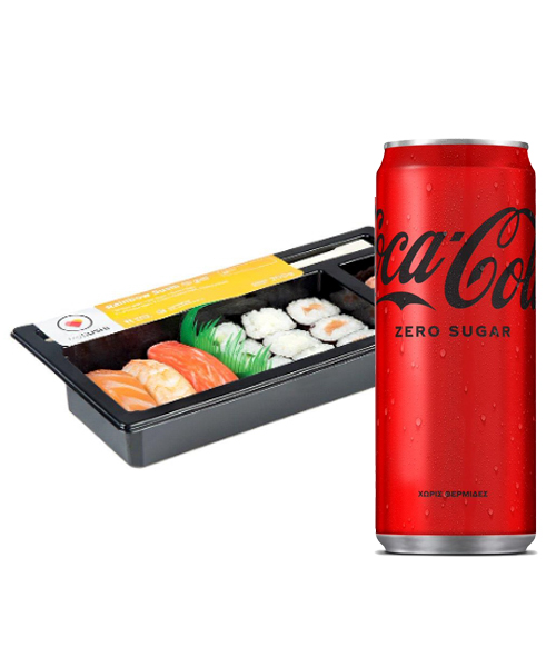 Coca-Cola Zero Κουτί (330 ml) & Σούσι Rainbow Sushi to Go! MySushi (200g)