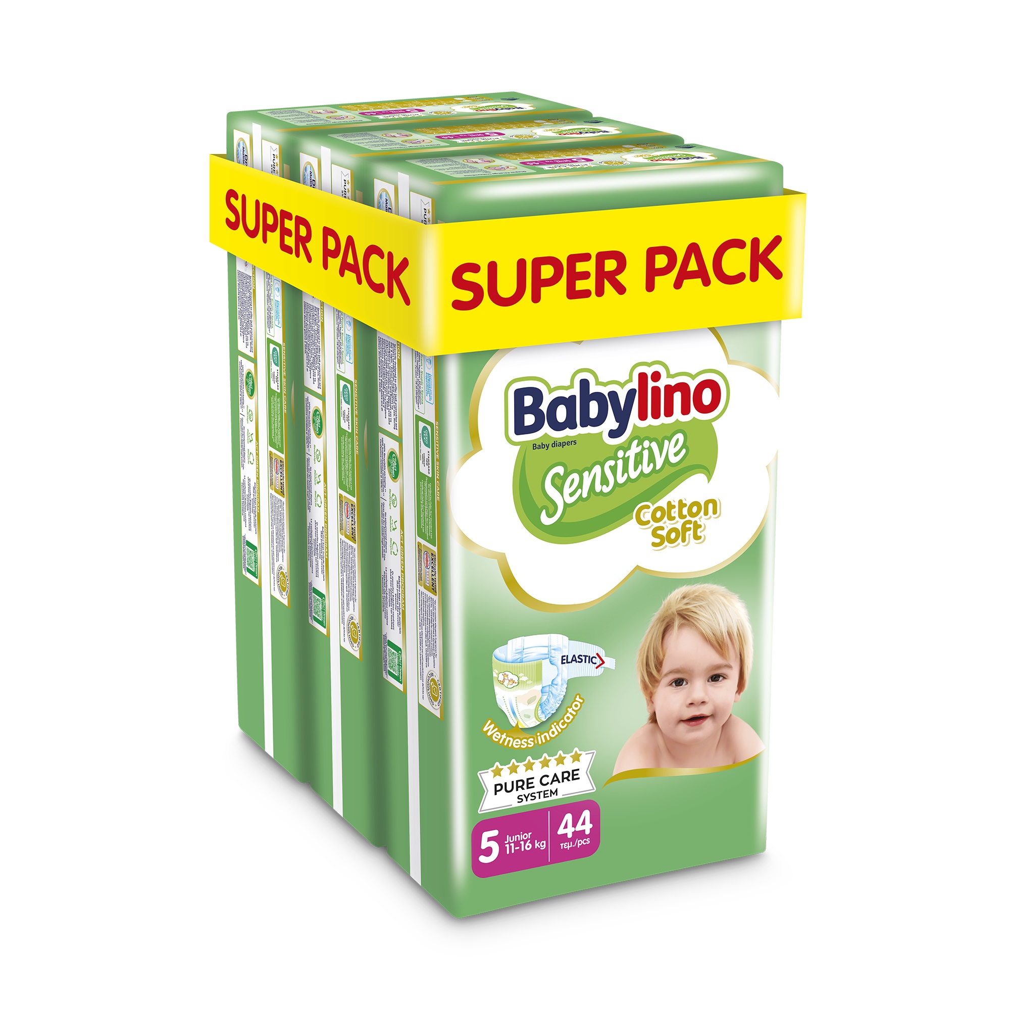 Πάνες Babylino Sensitive Value Pack No 5 (11-16 Kg) 3 Pack (132 τεμ) 4110009750