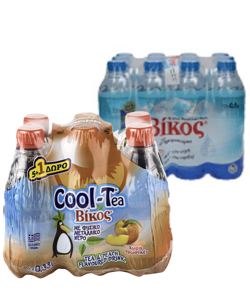 Cool tea Ροδάκινο Βίκος (6×330 ml) + Δώρο Φυσικό Μεταλλικό Νερό Βίκος (12Χ500 ml)