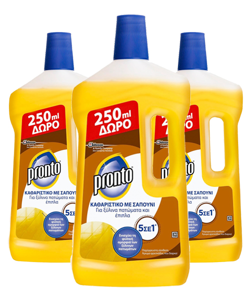 Καθαριστικό Πατώματος με Σαπούνι 5 σε 1 +250ml Δωρεάν Προϊόν Pronto (750 ml) σετ 3 τεμαχίων