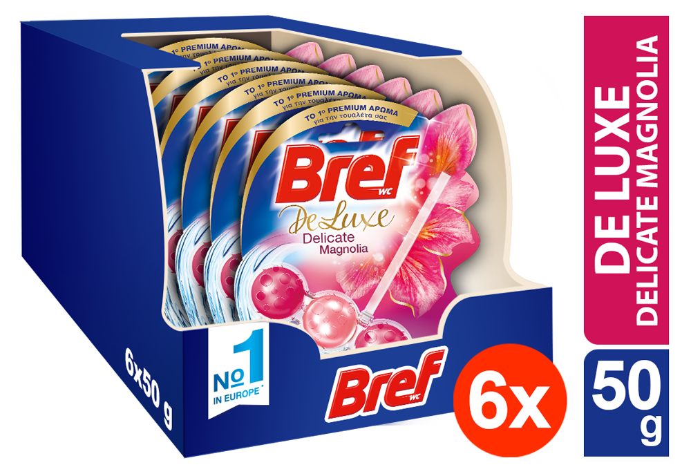 Μπλοκ Τουαλέτας De Luxe Pink Magnolia Bref Wc (6x50g) τα 6τεμ -5€
