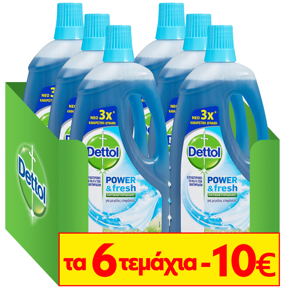 Καθαριστικό Πατώματος Αντιβακτηριδιακό Atlantic Fresh Dettol (6x1lt) τα 6τεμ -10€