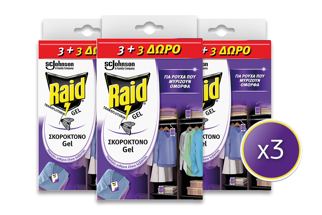 Σκοροκτόνο Gel με Άρωμα Λεβάντα Raid (3×6τεμ) τα 3τεμ -35%