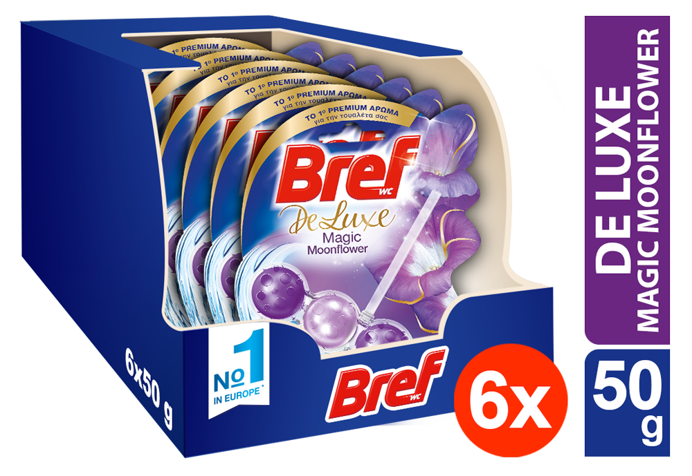 Μπλοκ Τουαλέτας De Luxe Purple Moonflower Bref Wc (6x50g) τα 6τεμ -5€