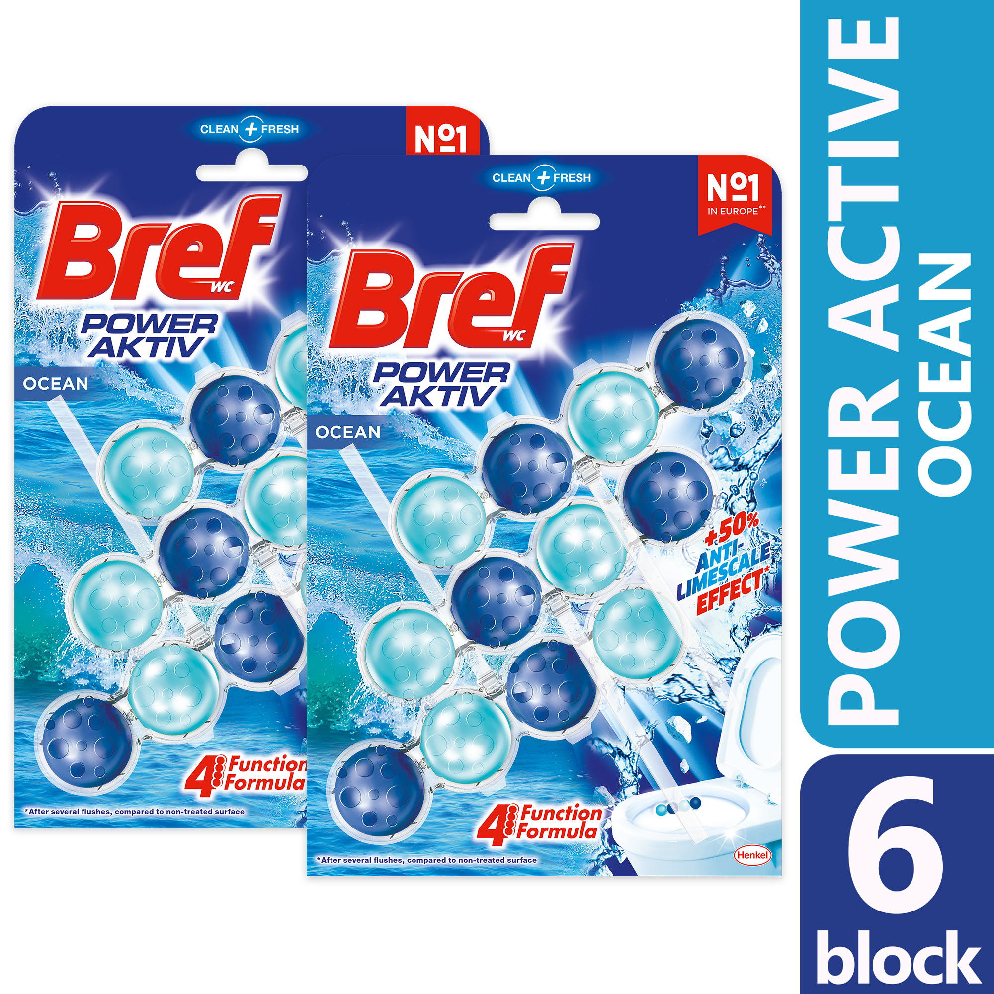 Henkel Laundry Μπλοκ Τουαλέτας Power Activ Ocean Bref Wc Block (3x50g) 2 τεμ