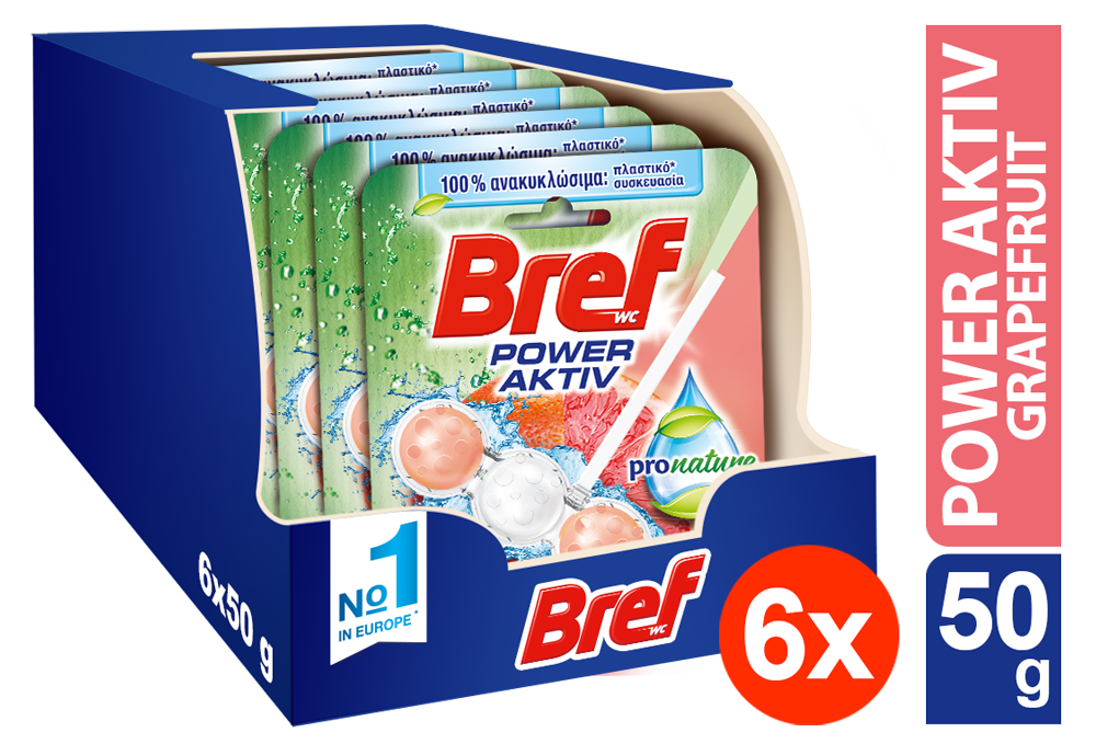Μπλοκ Τουαλέτας Pro Nature Grapefruit Bref Wc (6x50g) τα 6τεμ -5€