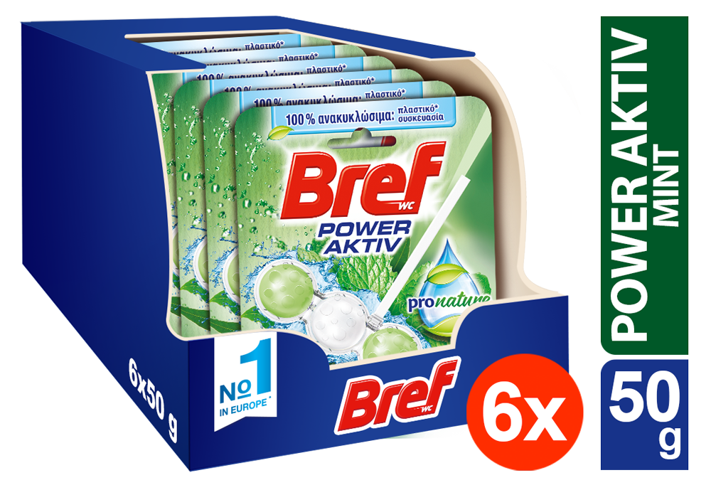 Μπλοκ Τουαλέτας Pro Nature Mint Bref Wc (6x50g) τα 6τεμ -5€