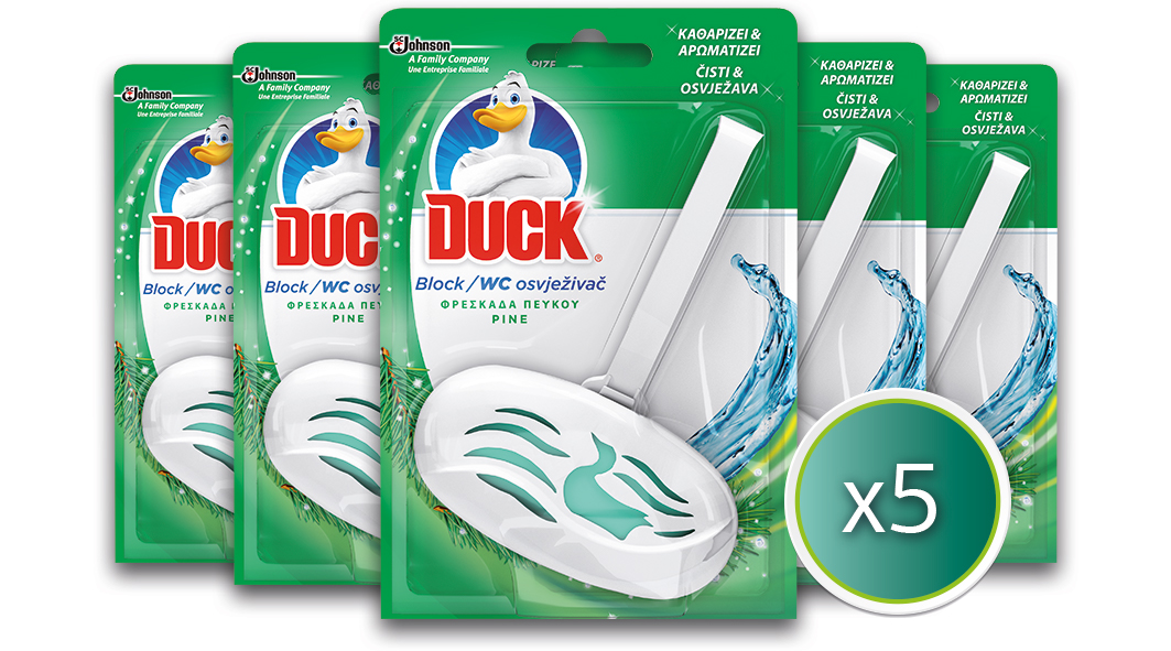 Στερεό Block Τουαλέτας σε Θήκη με άρωμα Πεύκο Duck (5x40g) τα 5τεμ -50%