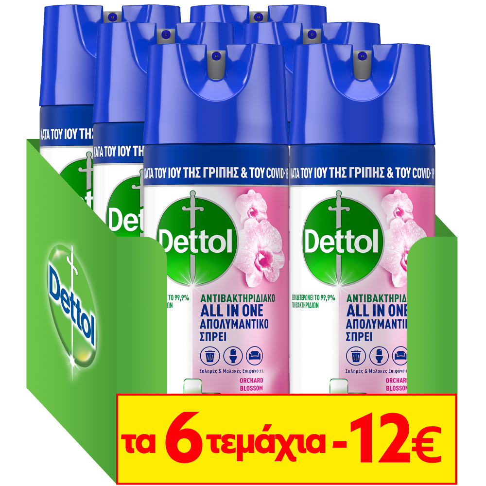 Απολυμαντικό Σπρέι Orchard Blossom Dettol (6x400ml) τα 6τεμ -12€
