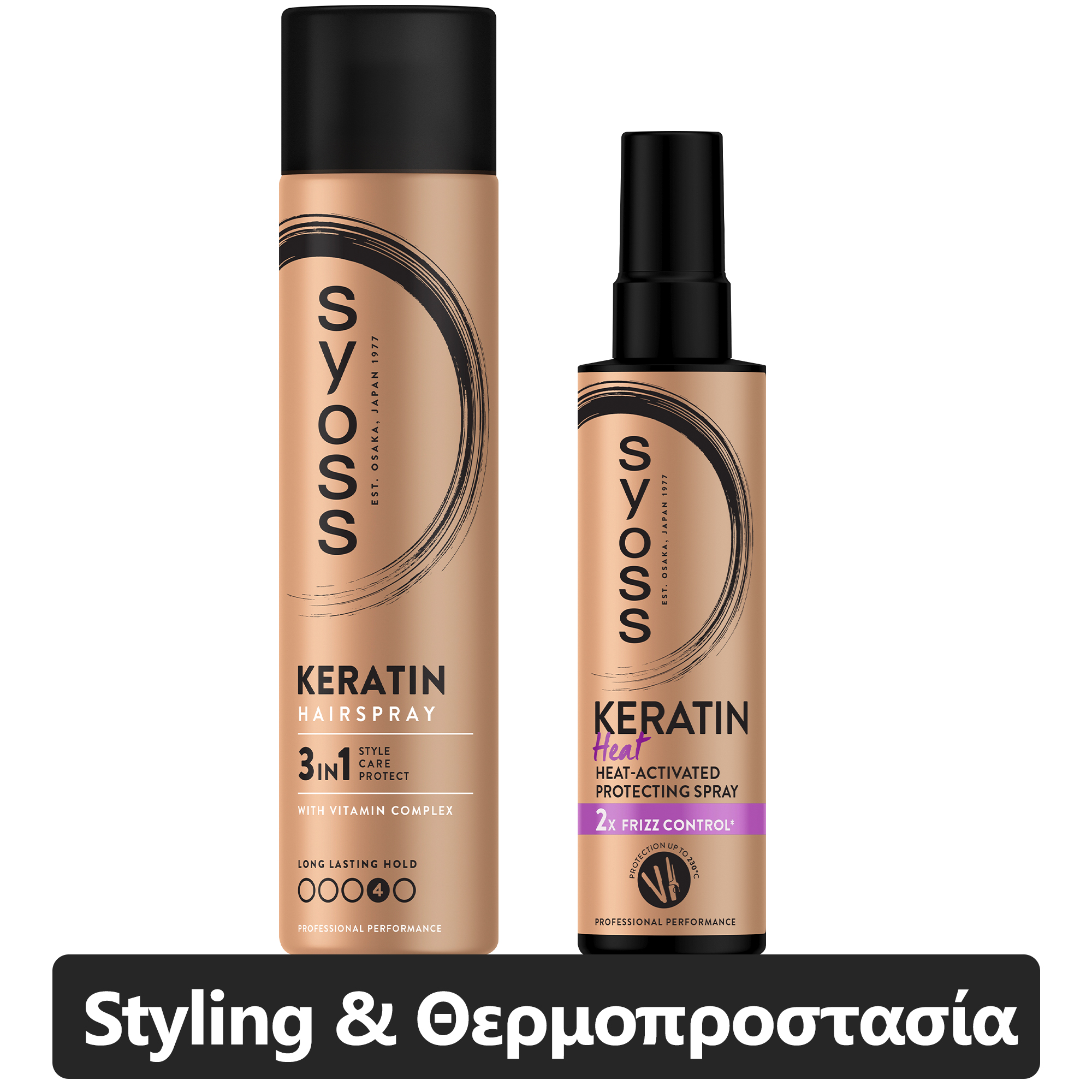 Henkel Beauty Combo Syoss Keratin Spray Χτενίσματος & Θερμοπροστατευτικό (2 τεμ)