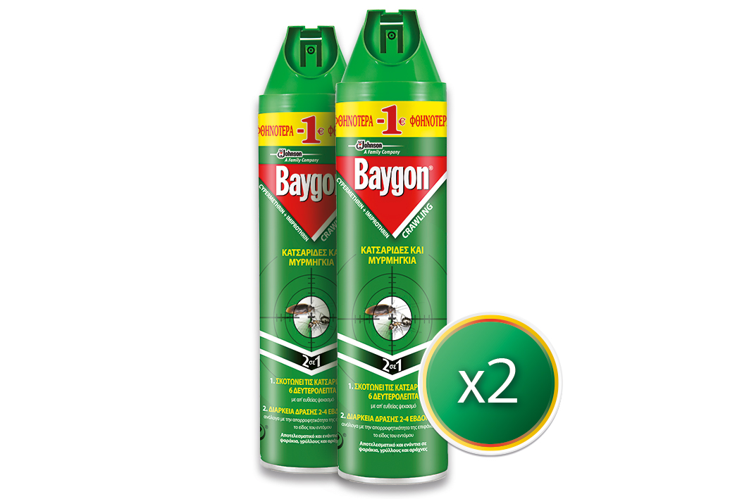 Εντομοκτόνο για Κατσαρίδες και Μυρμήγκια Crawling Baygon (2x400ml) τα 2τεμ -30%