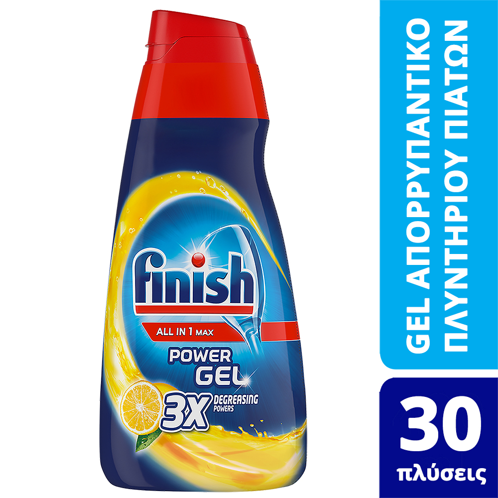 Υγρό Απορρυπαντικό Πλυντηρίου Πιάτων Power Gel Λεμόνι Finish (600ml) τα 3 τεμάχια 18,90€