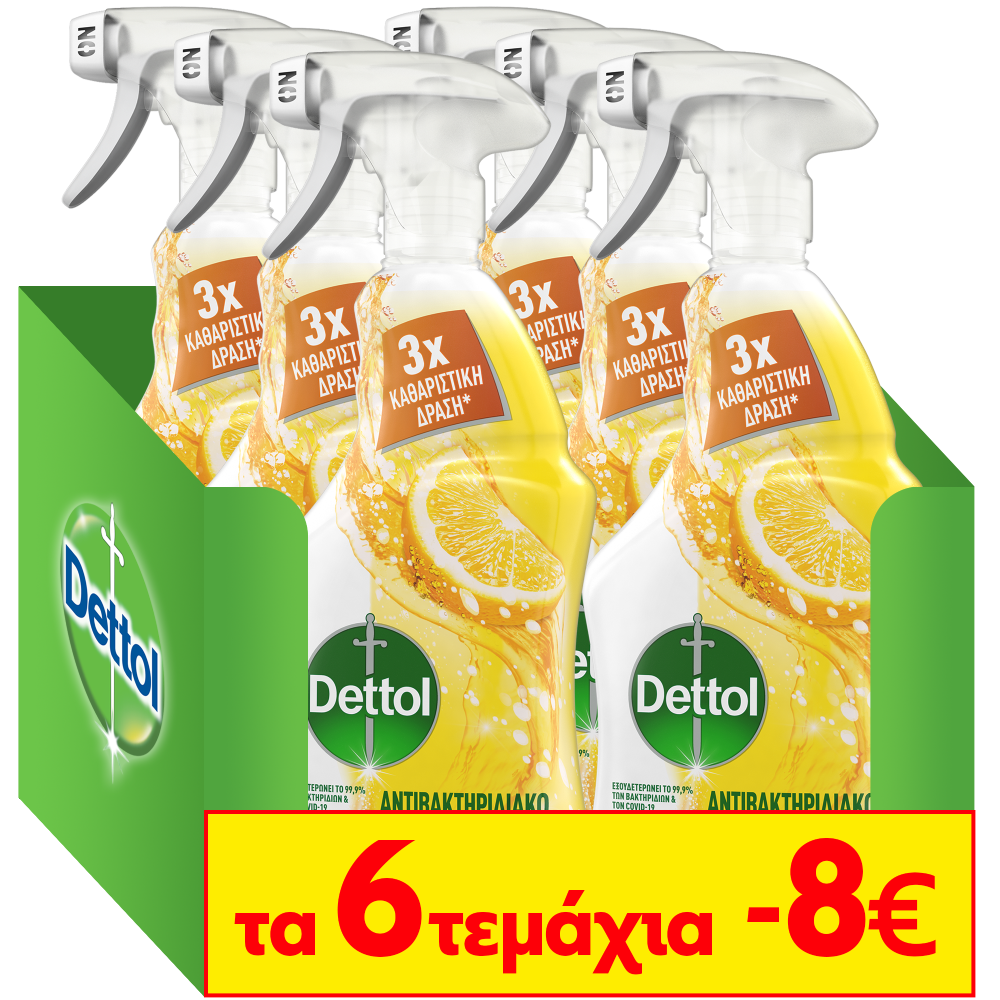 Spray Αντιβακτηριδιακό Power & Fresh Λεμόνι & Λάιμ Dettol (6x500ml) τα 6τεμ -8€