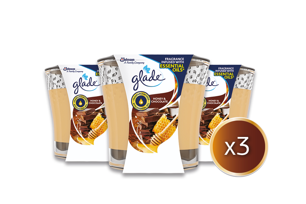 Αρωματικό Χώρου σε μορφή Στερεού Κεριού Honey & Chocolate Glade (3×129 g) τα 3τεμ -25%