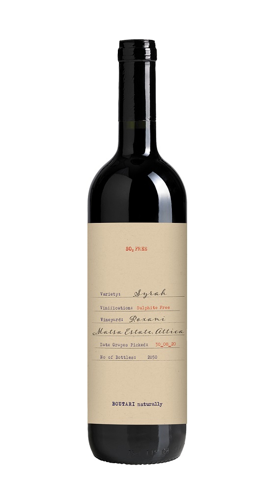 Οίνος Ερυθρός Βιολογικός Χωρίς Θειώδη Syrah Μπουτάρη 2019 (750 ml)