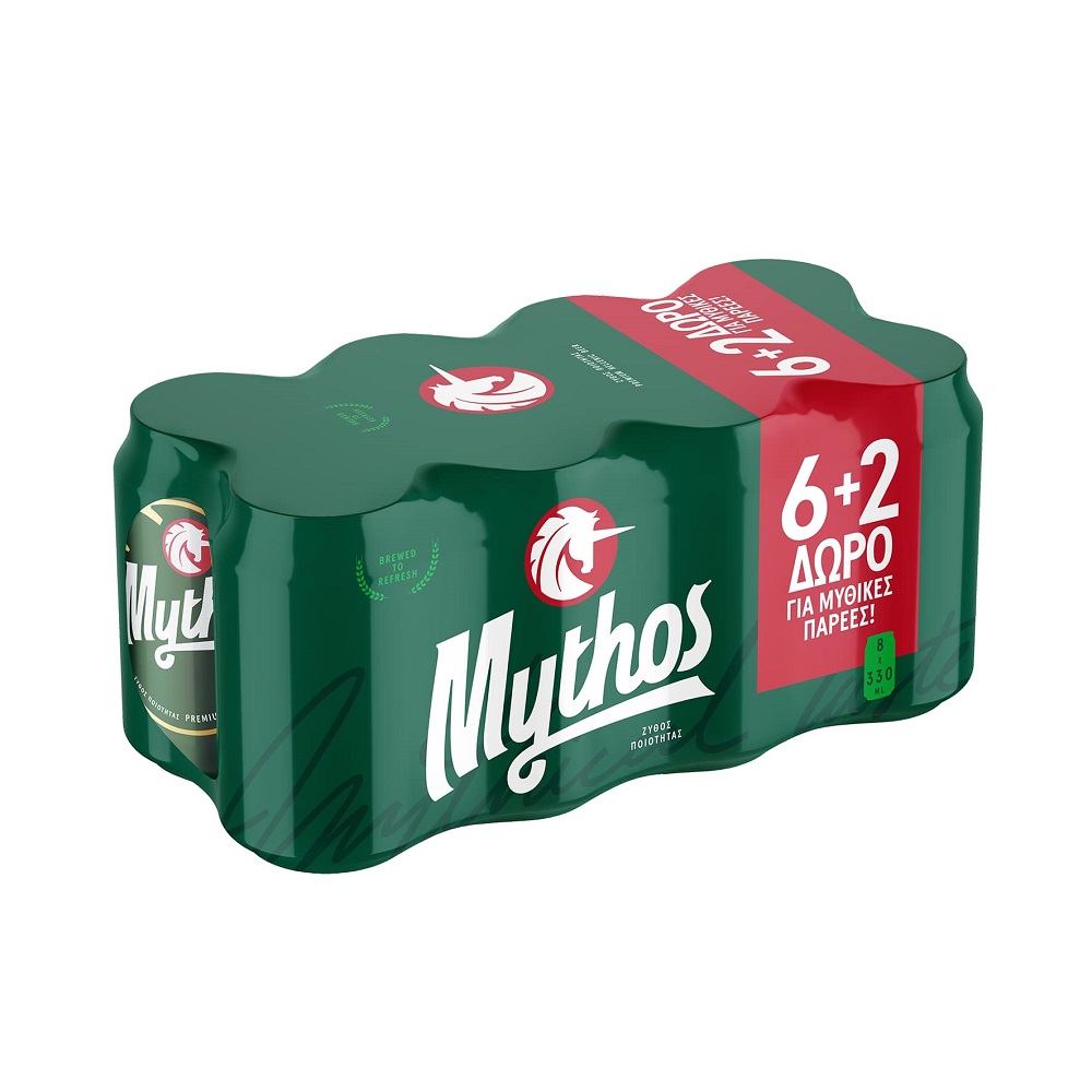 Ολυμπιακή Ζυθοποιία Α.Ε. Μπύρα Κουτί Mythos (8x330 ml) 6+2 Δώρο