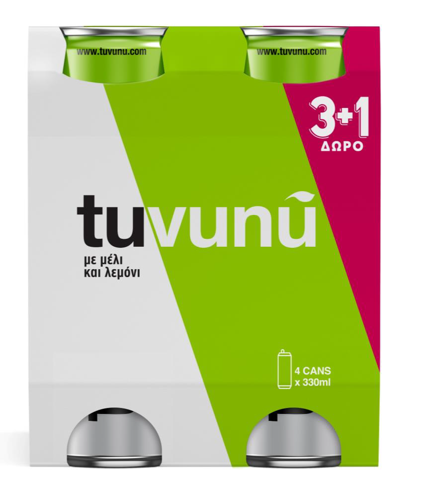 Τσάι του Βουνού με μέλι και λεμόνι Tuvunu (4×330 ml) 3+1 δώρο