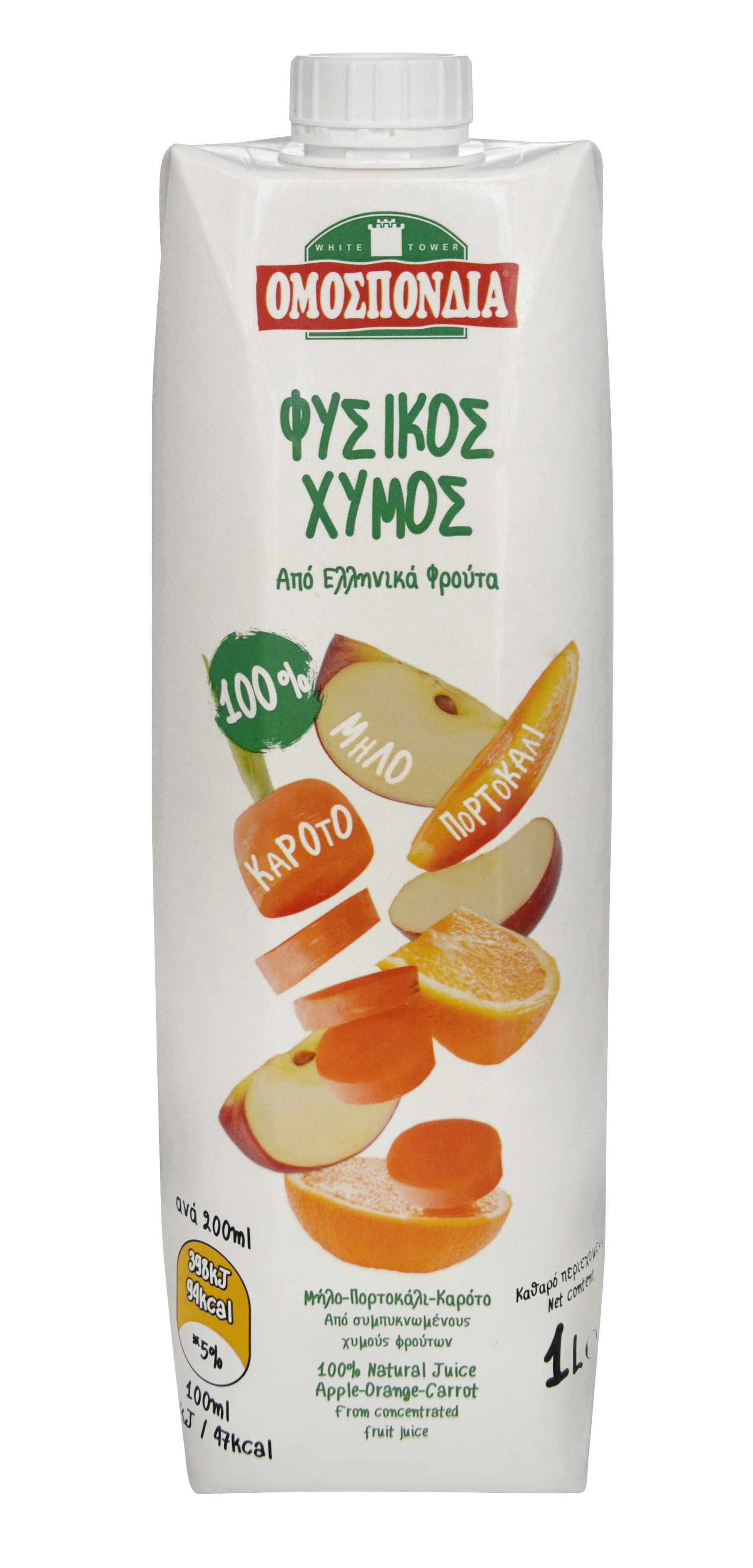 Vita-Μ.Δ Τσαλοπουλος 100% φυσικός χυμός πορτοκάλι, μήλο, καρότο Ομοσπονδία (1 Lt)