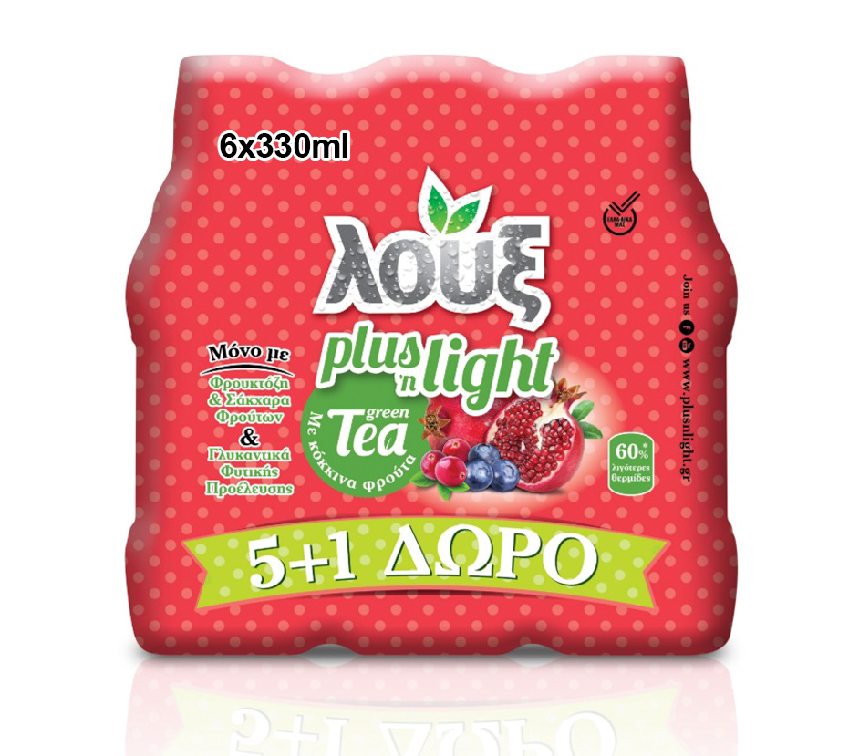 Green Tea Κόκκινα Φρούτα Plus’n’Light Λουξ (6x330ml) 5+1 Δώρο