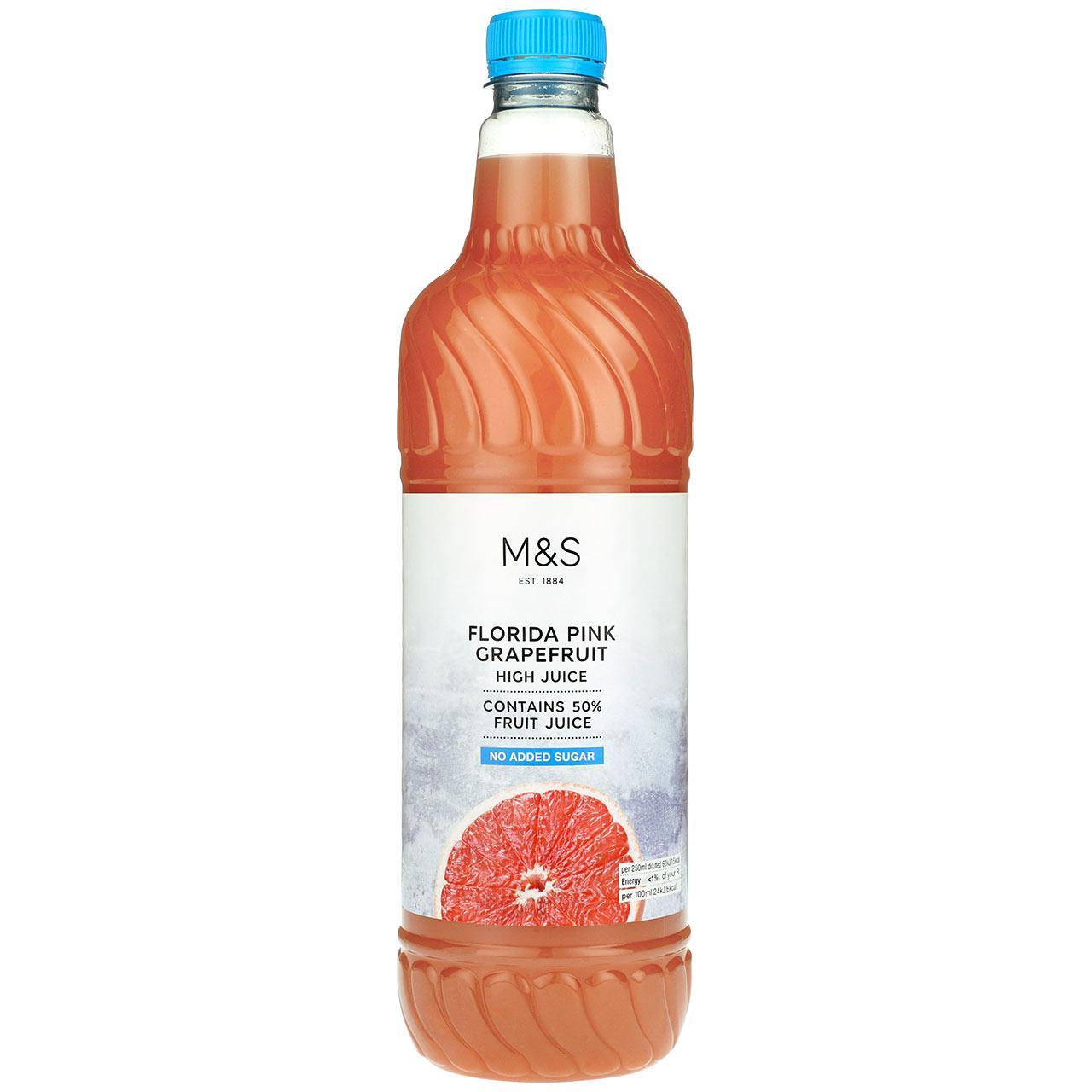 Marks & Spencer Συμπυκνωμένος χυμός ροζ γκρέιπφρουτ, χωρίς πρόσθετα σάκχαρα, με γλυκαντικό φυτικής προέλευσης Marks & Spencer (1Lt)