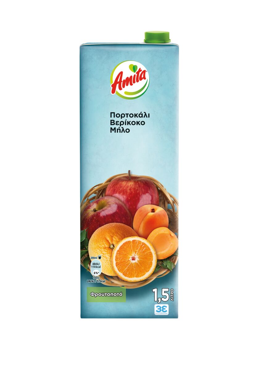 Φρουτοποτό Πορτοκάλι-Μήλο-Βερίκοκο Amita (1,5 Lt)