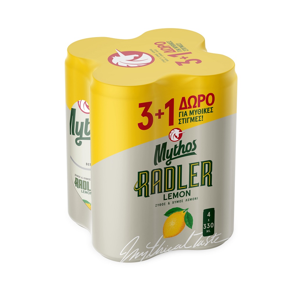 Μπύρα με Λεμόνι Κουτί Mythos Radler (4x330ml) 3+1 Δώρο