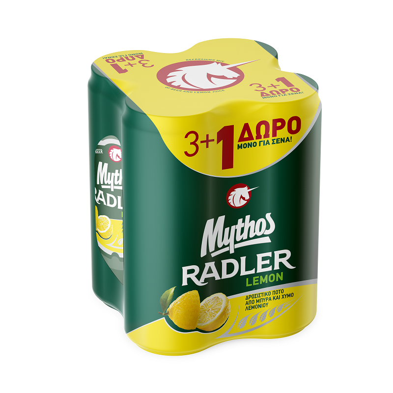 Μπύρα με Λεμόνι Κουτί Mythos Radler (4x330ml) 3+1 Δώρο