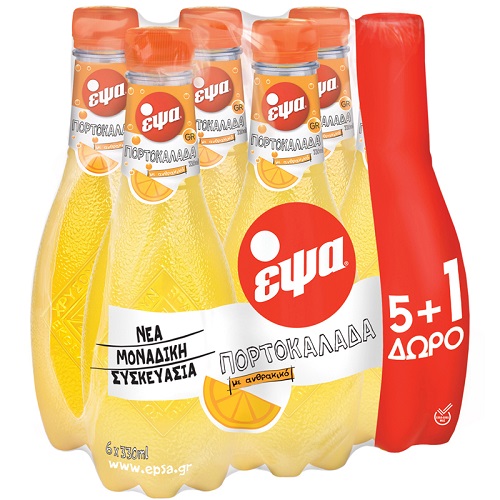Πορτοκαλάδα με Ανθρακικό Έψα (6×330 ml) 5+1 Δώρο